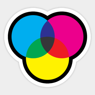 CMYK Color Intersecting Circles Sticker